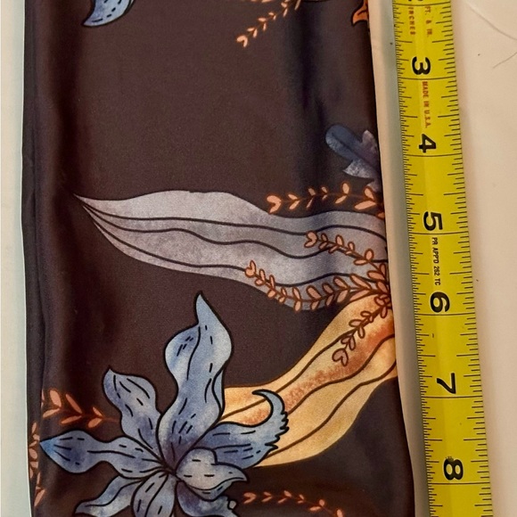 Vintage Style Brown & Blue Floral Silk Headband/Wristband - Stretchy, Stylish - Picture 7 of 16